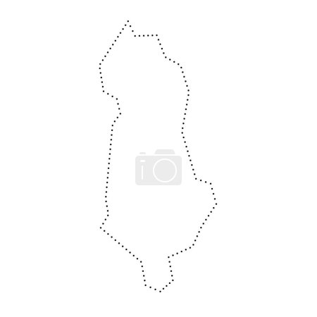 Albania country simplified map. Black dotted outline contour. Simple vector icon.