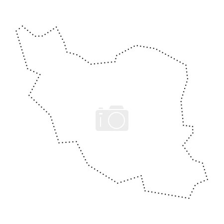 Iran country simplified map. Black dotted outline contour. Simple vector icon.