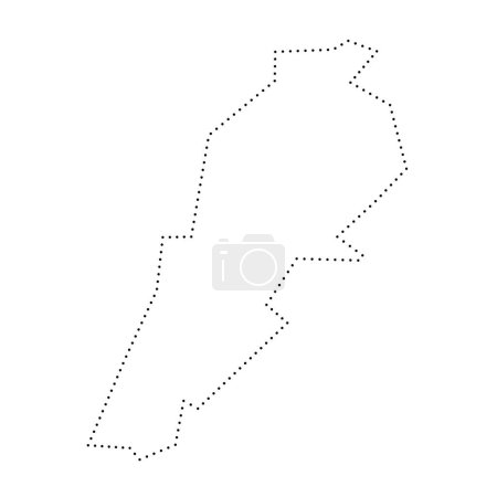 Libanon vereinfachte Landkarte. Schwarz gepunktete Umrisskontur. Einfaches Vektorsymbol.