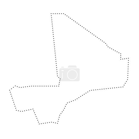Mali Land vereinfachte Karte. Schwarz gepunktete Umrisskontur. Einfaches Vektorsymbol.