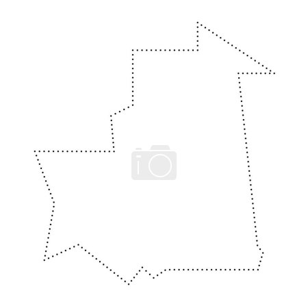 Mauritania país mapa simplificado. Contorno contorno punteado negro. Icono de vector simple.