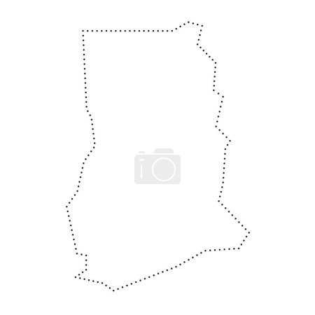 Ghana país mapa simplificado. Contorno contorno punteado negro. Icono de vector simple.