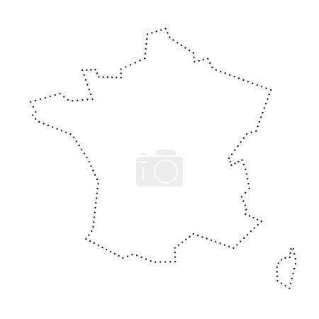France country simplified map. Black dotted outline contour. Simple vector icon.