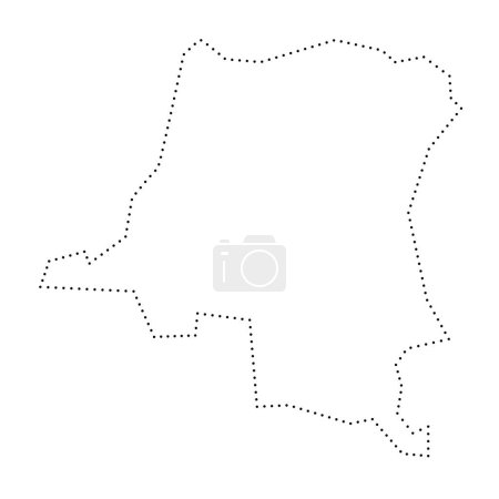 República Democrática del Congo país mapa simplificado. Contorno contorno punteado negro. Icono de vector simple.