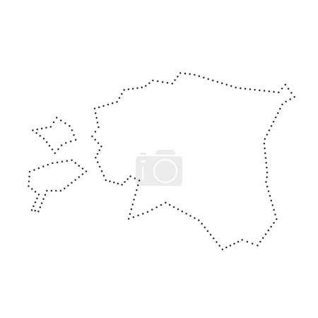 Estonia país mapa simplificado. Contorno contorno punteado negro. Icono de vector simple.