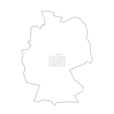 Germany country simplified map. Black dotted outline contour. Simple vector icon.