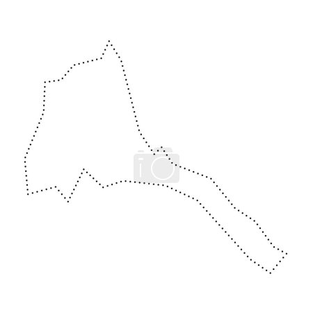 Eritrea country simplified map. Black dotted outline contour. Simple vector icon.