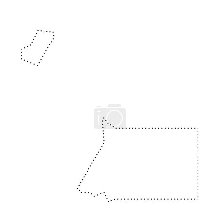 Guinea Ecuatorial país mapa simplificado. Contorno contorno punteado negro. Icono de vector simple.
