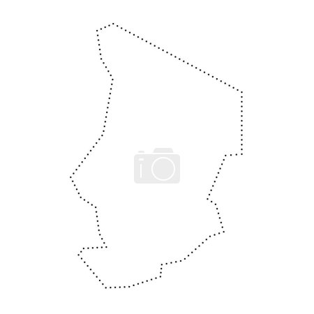 Tchad carte simplifiée. contour de contour pointillé noir. Icône vectorielle simple.