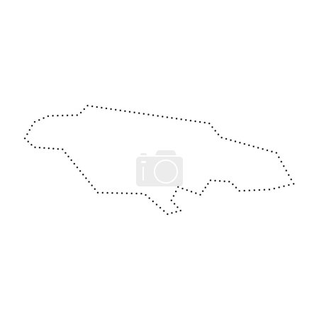 Jamaica country simplified map. Black dotted outline contour. Simple vector icon.