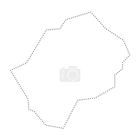 Lesotho country simplified map. Black dotted outline contour. Simple vector icon.