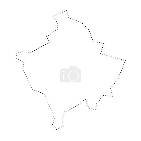 Kosovo country simplified map. Black dotted outline contour. Simple vector icon.