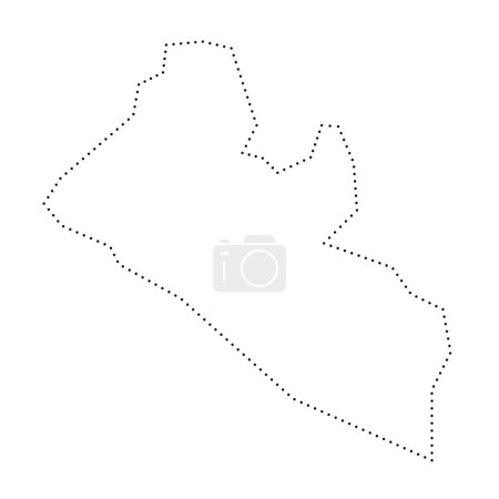 Liberia país mapa simplificado. Contorno contorno punteado negro. Icono de vector simple.
