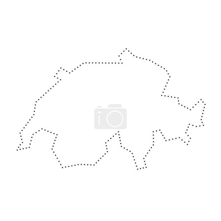 Switzerland country simplified map. Black dotted outline contour. Simple vector icon.