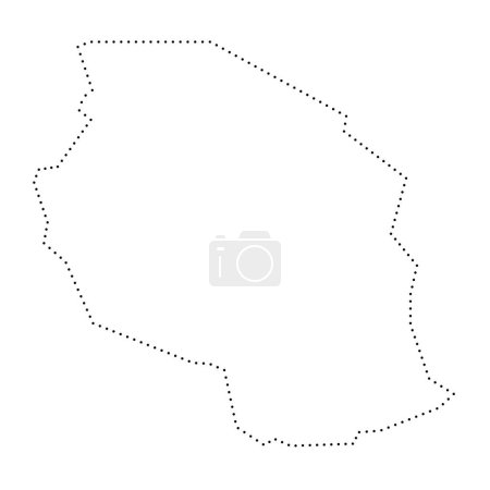 Tanzania country simplified map. Black dotted outline contour. Simple vector icon.