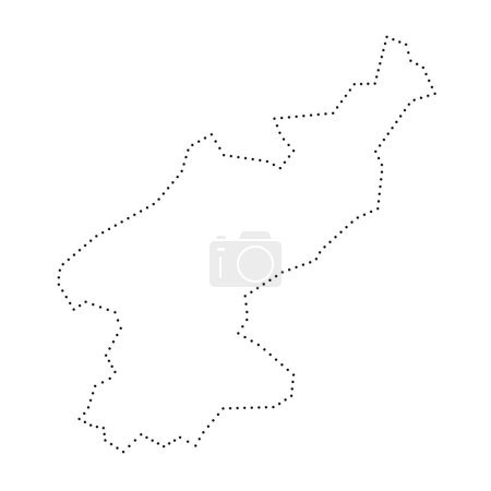 Corea del Norte país mapa simplificado. Contorno contorno punteado negro. Icono de vector simple.