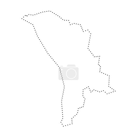 Moldawien vereinfachte Landkarte. Schwarz gepunktete Umrisskontur. Einfaches Vektorsymbol.