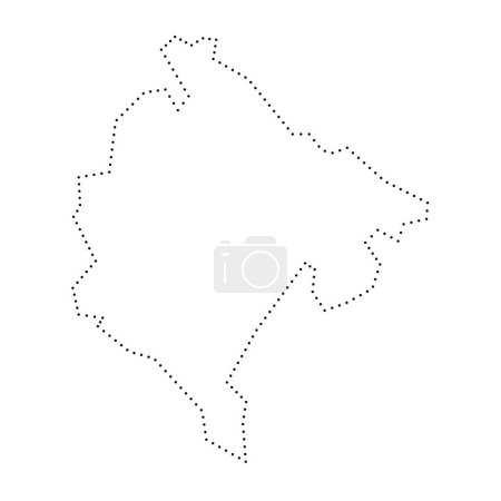 Montenegro country simplified map. Black dotted outline contour. Simple vector icon.
