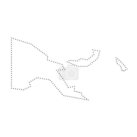 Papua New Guinea country simplified map. Black dotted outline contour. Simple vector icon.