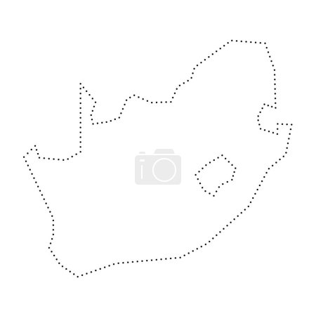 Südafrika vereinfachte Landkarte. Schwarz gepunktete Umrisskontur. Einfaches Vektorsymbol.