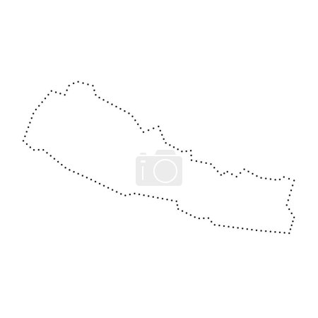 Nepal country simplified map. Black dotted outline contour. Simple vector icon.