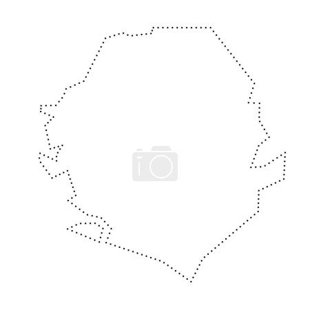 Sierra Leone country simplified map. Black dotted outline contour. Simple vector icon.