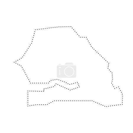 Senegal country simplified map. Black dotted outline contour. Simple vector icon.