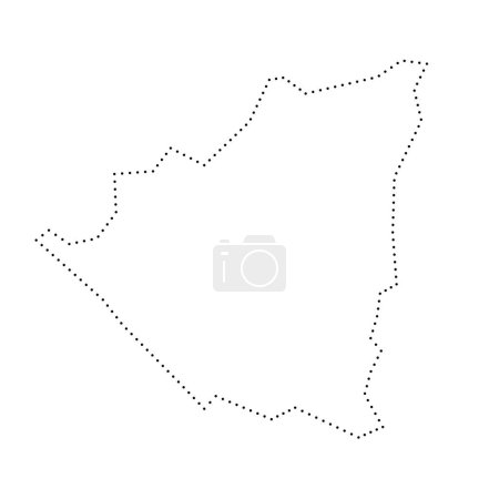 Nicaragua país mapa simplificado. Contorno contorno punteado negro. Icono de vector simple.