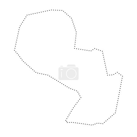 Paraguay country simplified map. Black dotted outline contour. Simple vector icon.