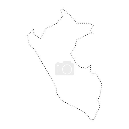 Peru country simplified map. Black dotted outline contour. Simple vector icon.