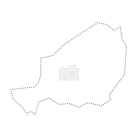 Niger country simplified map. Black dotted outline contour. Simple vector icon.