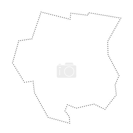 Suriname country simplified map. Black dotted outline contour. Simple vector icon.