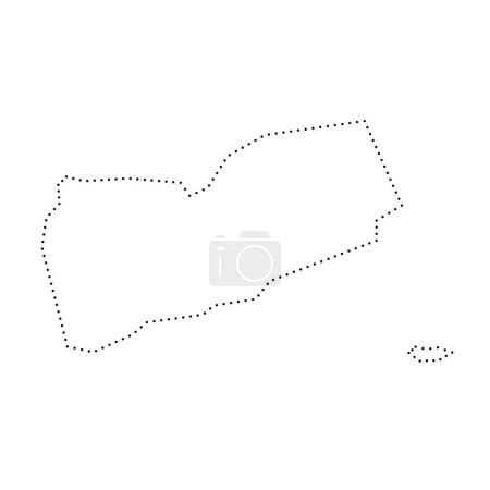 Yemen country simplified map. Black dotted outline contour. Simple vector icon.
