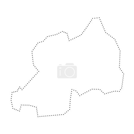 Ruanda Land vereinfachte Karte. Schwarz gepunktete Umrisskontur. Einfaches Vektorsymbol.