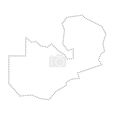 Zambia country simplified map. Black dotted outline contour. Simple vector icon.