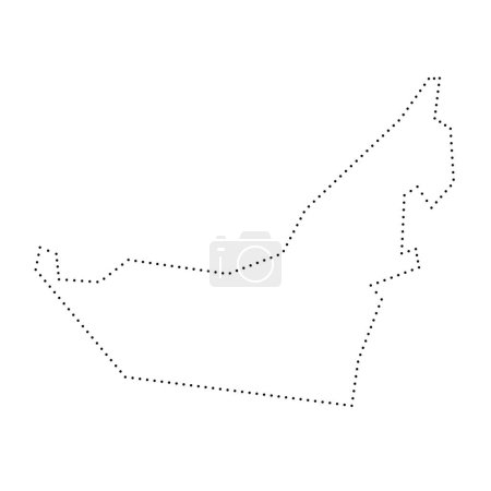 United Arab Emirates country simplified map. Black dotted outline contour. Simple vector icon.