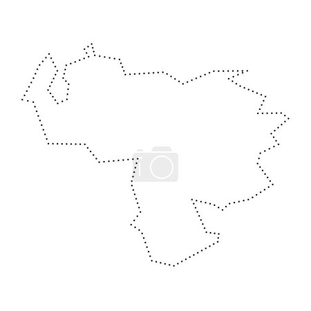 Venezuela vereinfachte Landkarte. Schwarz gepunktete Umrisskontur. Einfaches Vektorsymbol.