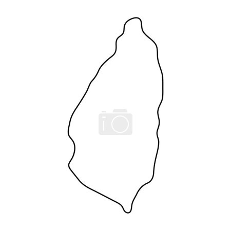 Santa Lucía país mapa simplificado. Contorno delgada contorno negro. Icono de vector simple