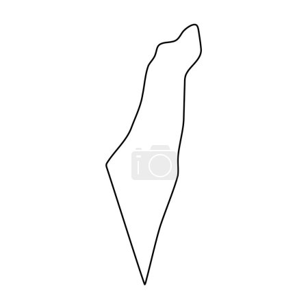 Israel country simplified map. Thin black outline contour. Simple vector icon