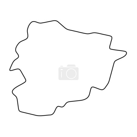 Andorra country simplified map. Thin black outline contour. Simple vector icon