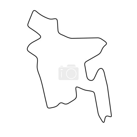 Bangladesh country simplified map. Thin black outline contour. Simple vector icon