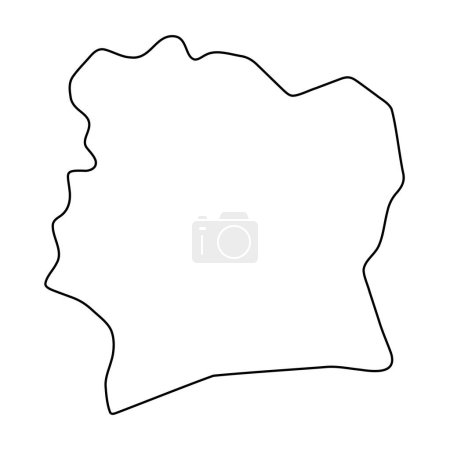 Carte simplifiée du pays Côte d'Ivoire. contour mince contour noir. Icône vectorielle simple