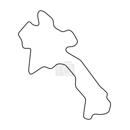 Laos country simplified map. Thin black outline contour. Simple vector icon