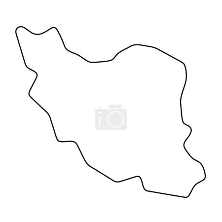 Iran country simplified map. Thin black outline contour. Simple vector icon