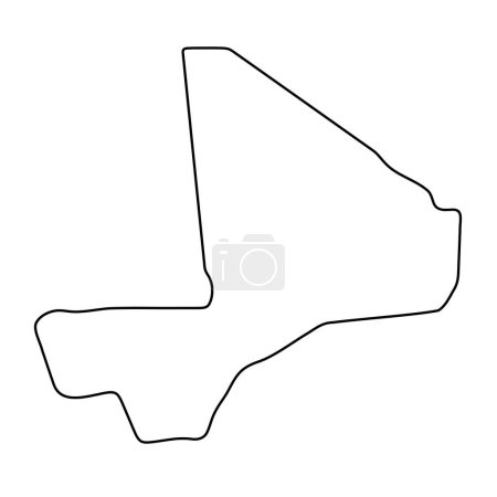 Mali country simplified map. Thin black outline contour. Simple vector icon