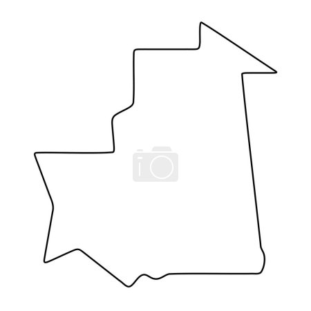 Mauritania country simplified map. Thin black outline contour. Simple vector icon