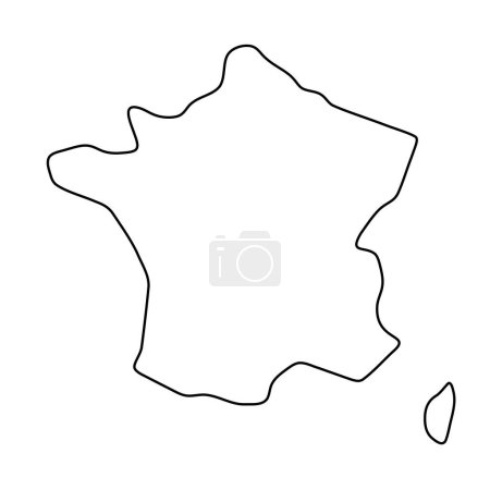 France country simplified map. Thin black outline contour. Simple vector icon