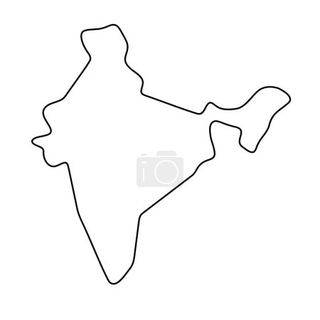 India country simplified map. Thin black outline contour. Simple vector icon