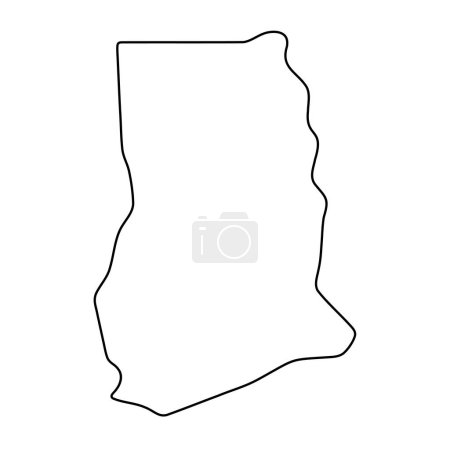 Ghana country simplified map. Thin black outline contour. Simple vector icon