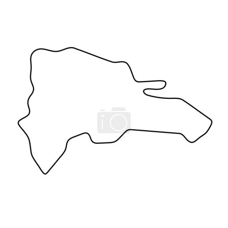 Dominican Republic country simplified map. Thin black outline contour. Simple vector icon